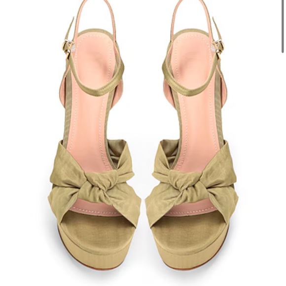 8 by YOOX brand Italy MOIRÉ PLATFORM SANDAL heels 38 olive golden green - Picture 3 of 14